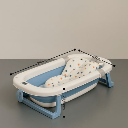 Bathby Bañera Plegable Azul Para Bebés, Cojín Reductor, Termómetro, Patas Antideslizantes (azul Pastel)_5