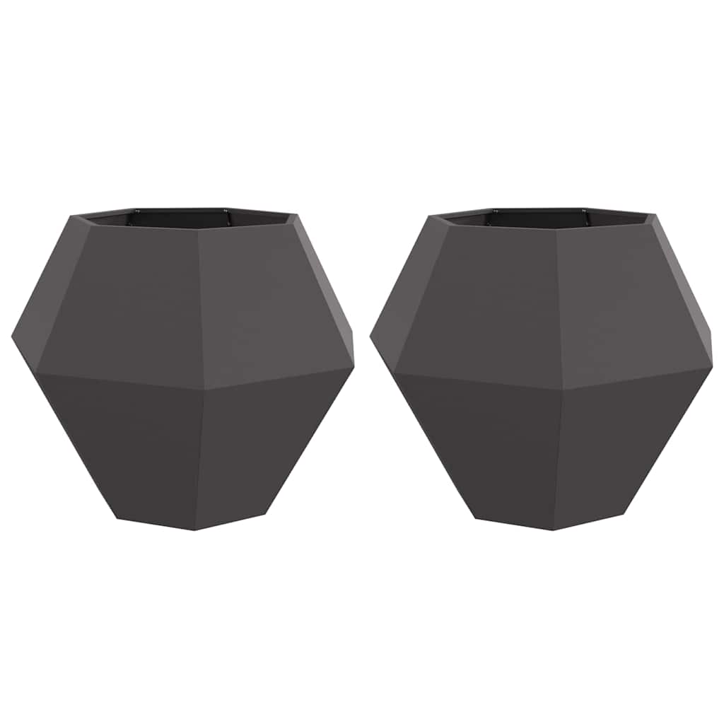 Jardinera 2 Pcs Negro 100 X 100 X 80 Cm Acero_0