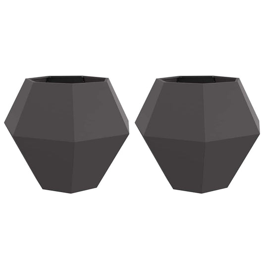 Jardinera 2 Pcs Negro 100 X 100 X 80 Cm Acero_0