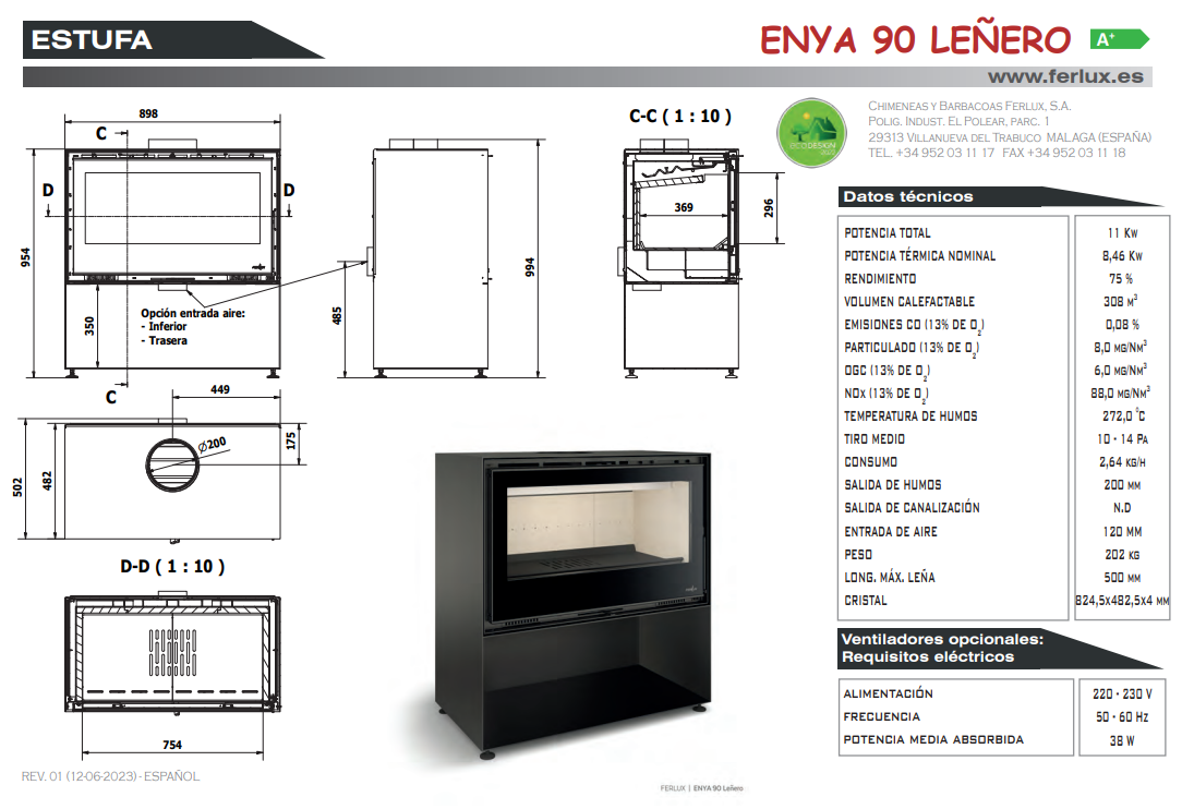 Bricosol Estufa De Leña Ferlux Modelo Enya 90_2