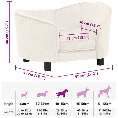 Vidaxl Sofá Para Perros Felpa Crema 69x49x40 Cm_2