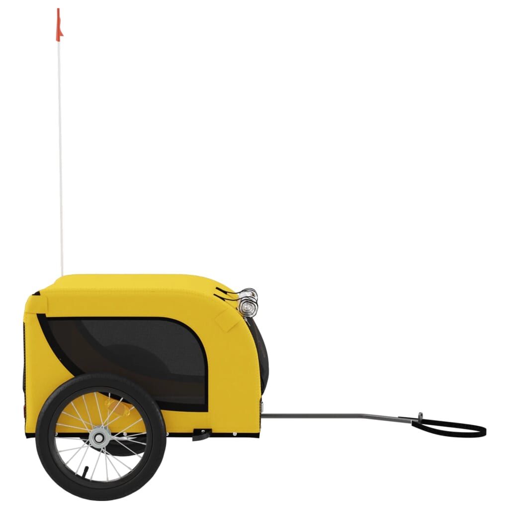 Vidaxl Remolque Bicicleta Mascotas Hierro Tela Oxford Amarillo Negro_4