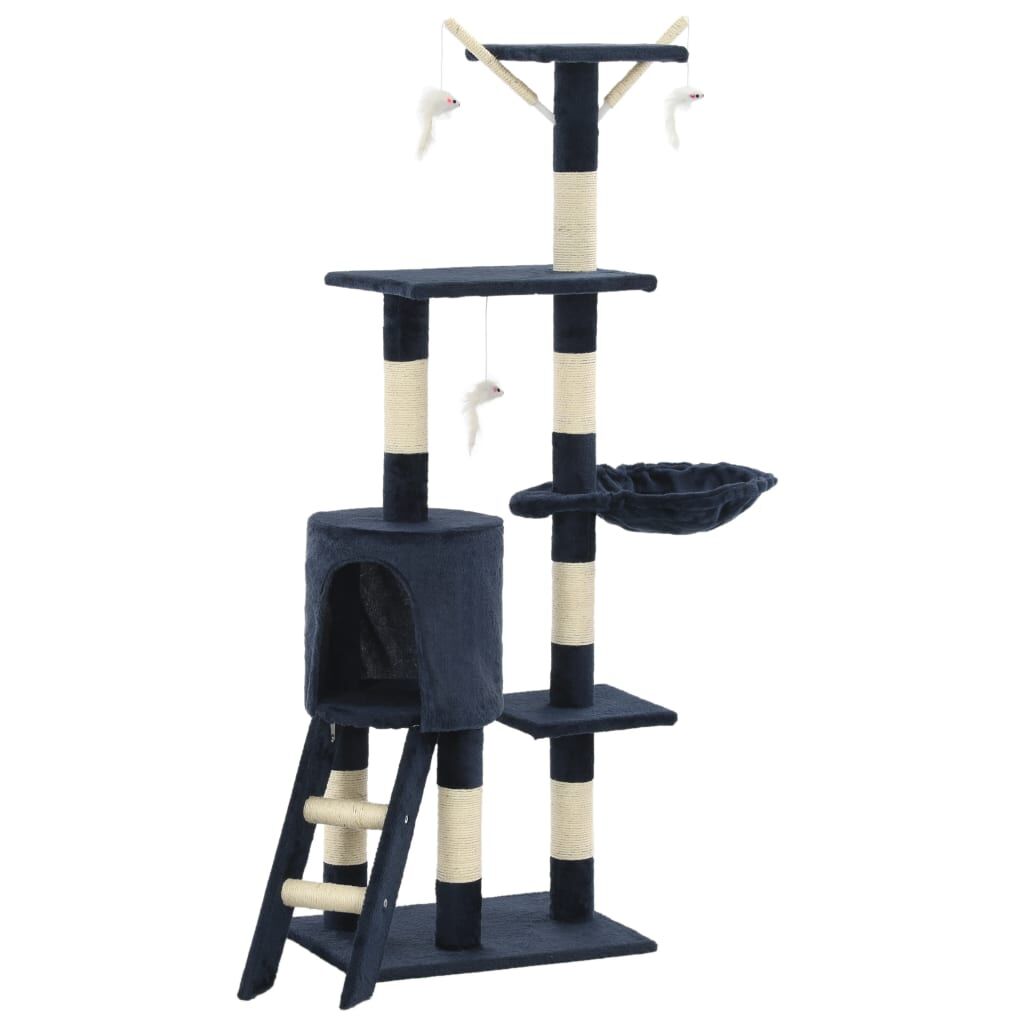 Vidaxl Rascador Para Gatos Con Poste De Sisal 138 Cm Azul Oscuro_0