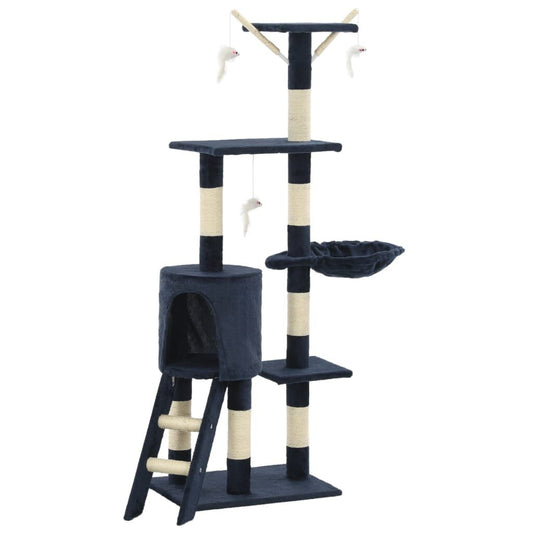 Vidaxl Rascador Para Gatos Con Poste De Sisal 138 Cm Azul Oscuro_0