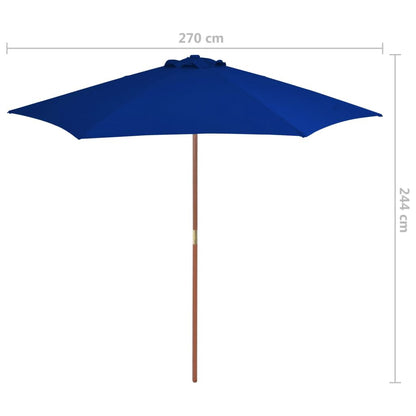 Vidaxl Sombrilla De Jardín Con Palo De Madera Azul 270 Cm_2