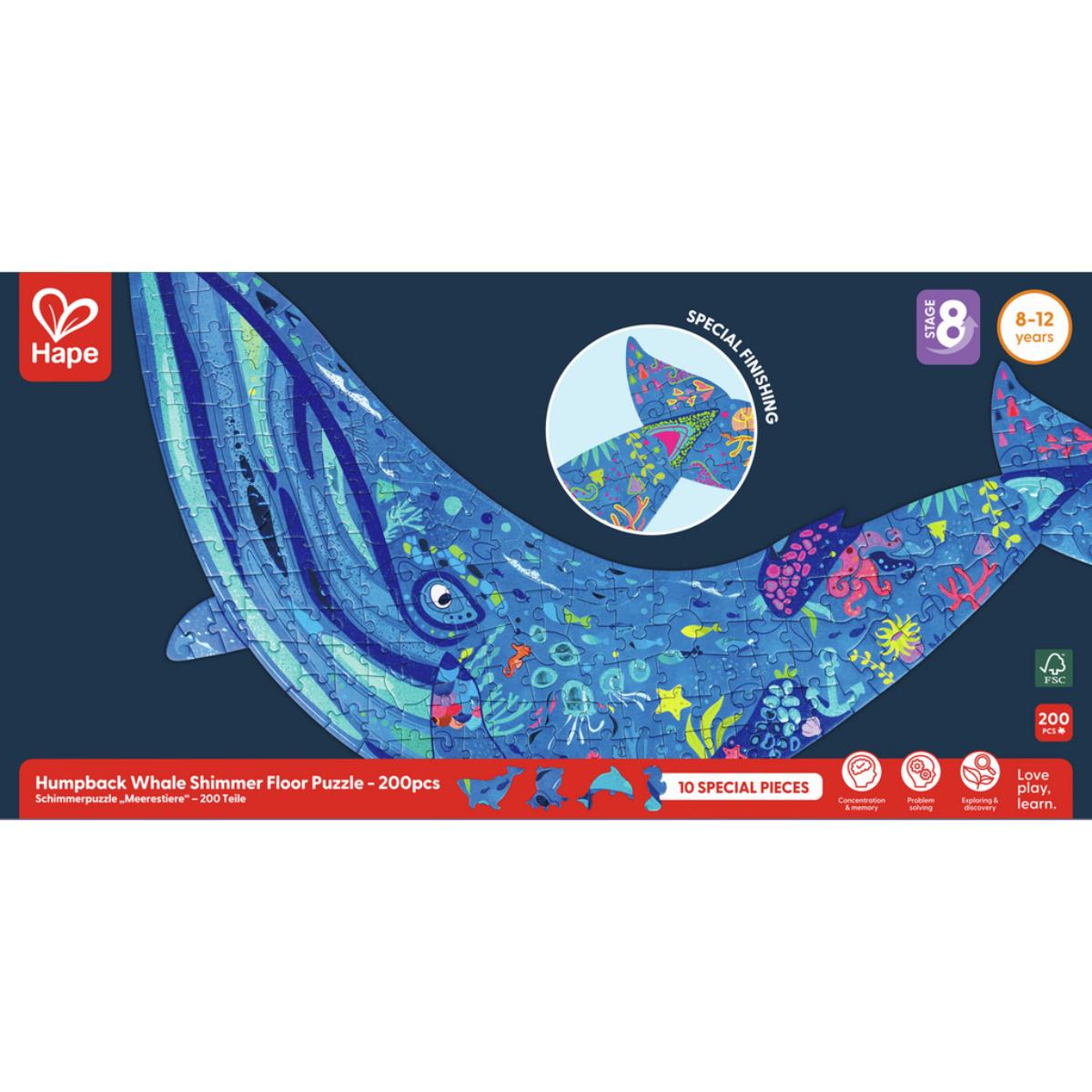 Puzzle Suelo 200pzas Ballena Hape_1