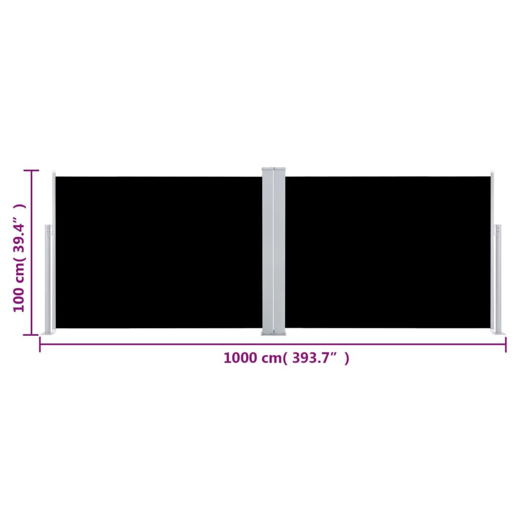 Vidaxl Toldo Lateral Retráctil Negro 100x1000 Cm_2