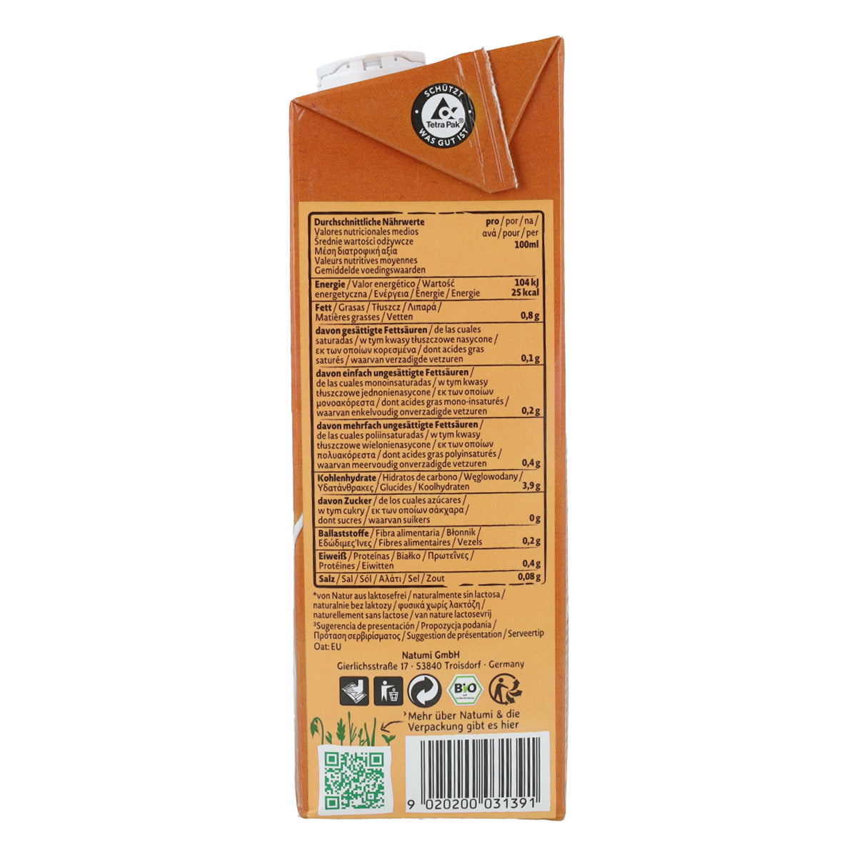 Bebida Avena Zero BIO Natumi 1 L