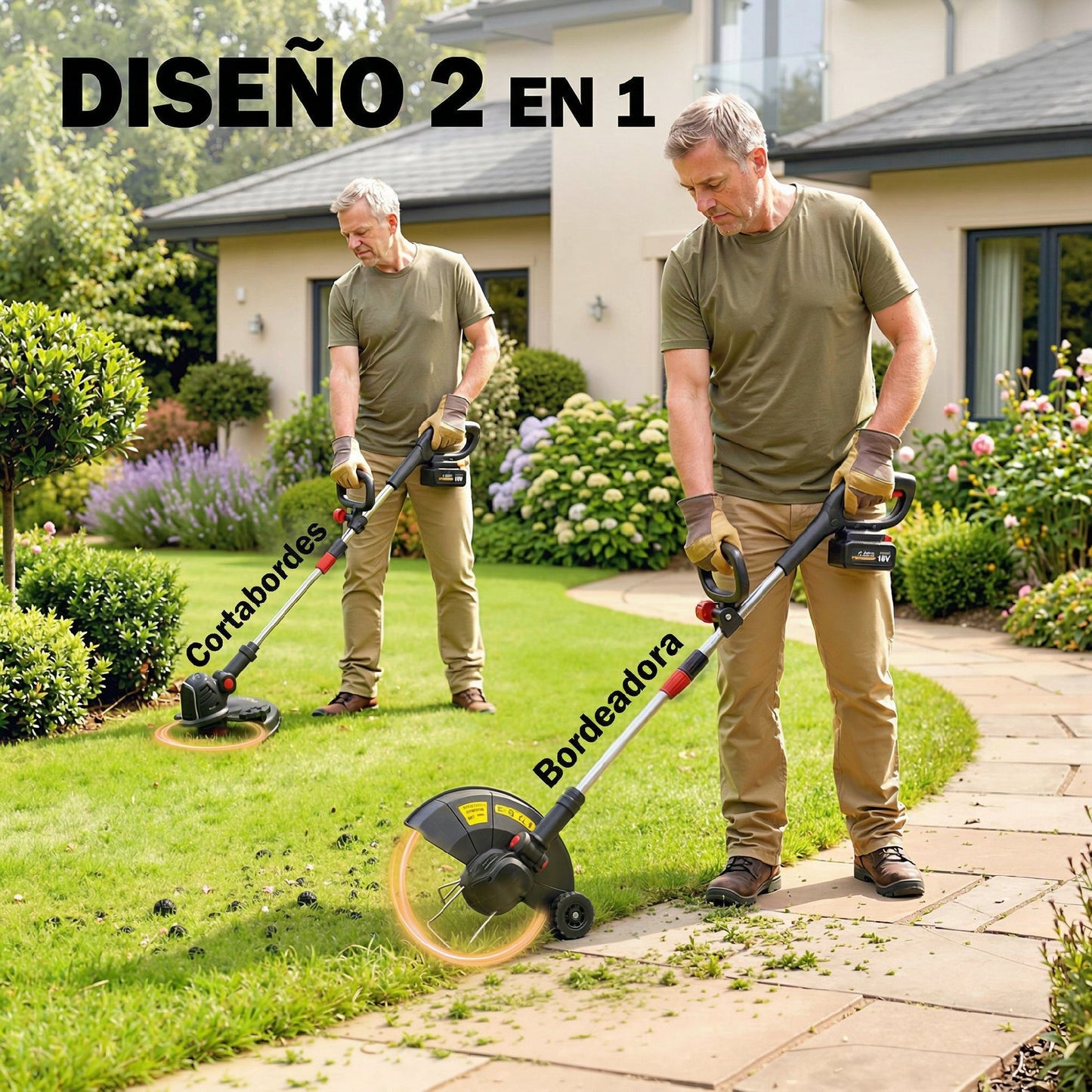 Outsunny Desbrozadora Batería 18v Con 2 Baterías De 4.0ah Y Cargador Plateado_3