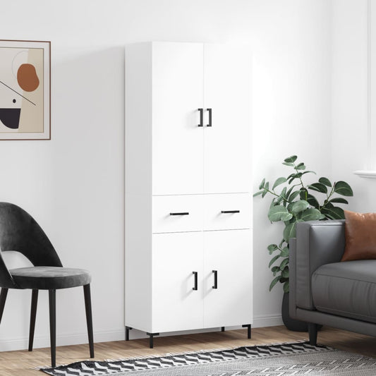 Aparador Alto Madera Contrachapada Blanco 69,5x34x180 Cm_0