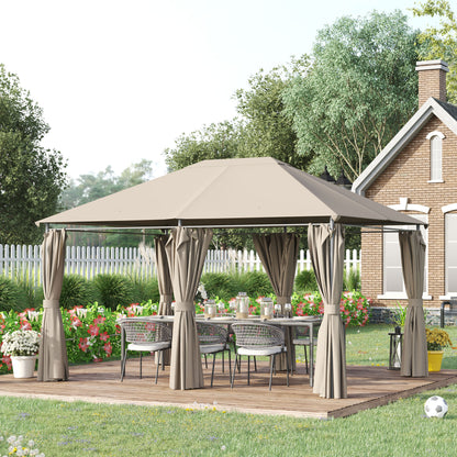 Outsunny Cenador De Jardín 4x3 M Con 6 Paredes Laterales Para Fiestas Caqui_1