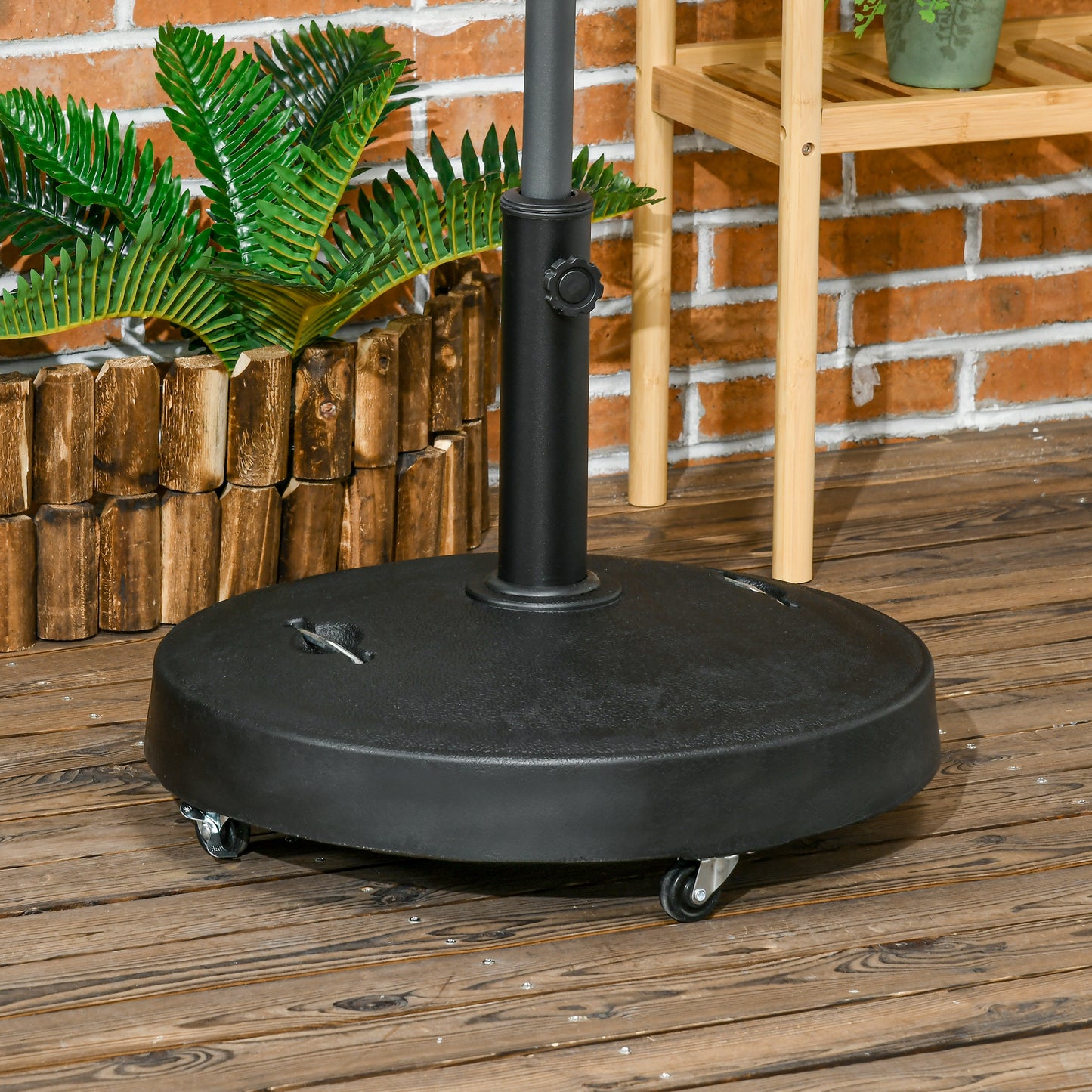 Outsunny Base De Sombrilla De Resina 25 Kg Con Ruedas Y Asa Retráctil Ø53x41cm_1