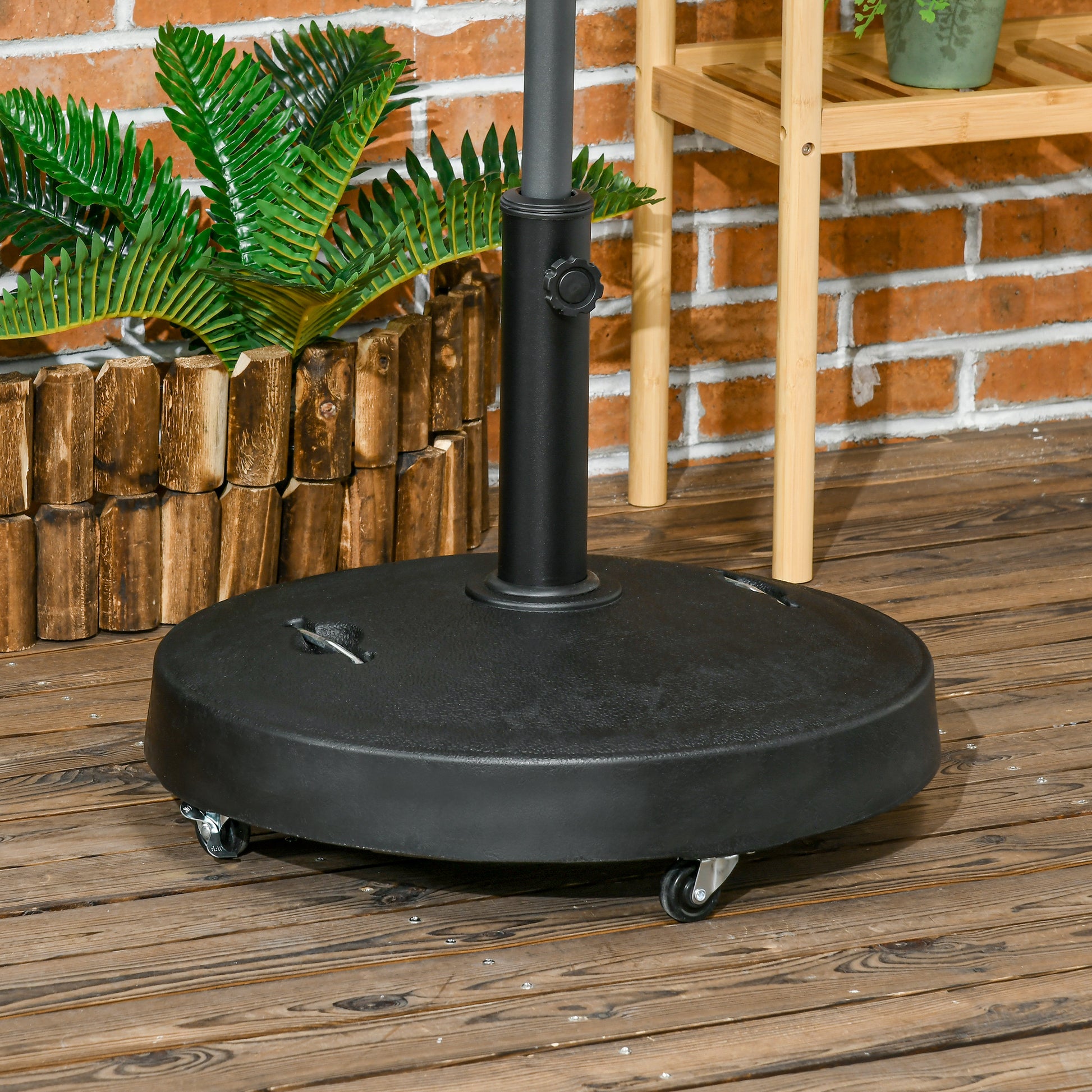 Outsunny Base De Sombrilla De Resina 25 Kg Con Ruedas Y Asa Retráctil Ø53x41cm_1