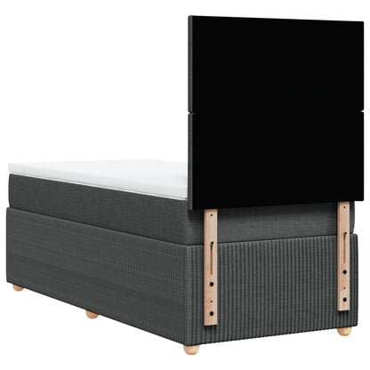 Cama Box Spring Con Colchón Tela Gris Oscuro 90x190 Cm / Vetonek_1