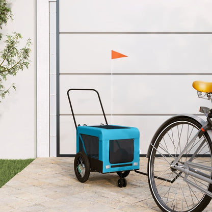 Vidaxl Remolque De Bicicleta Mascotas Hierro Tela Oxford Azul Negro_1