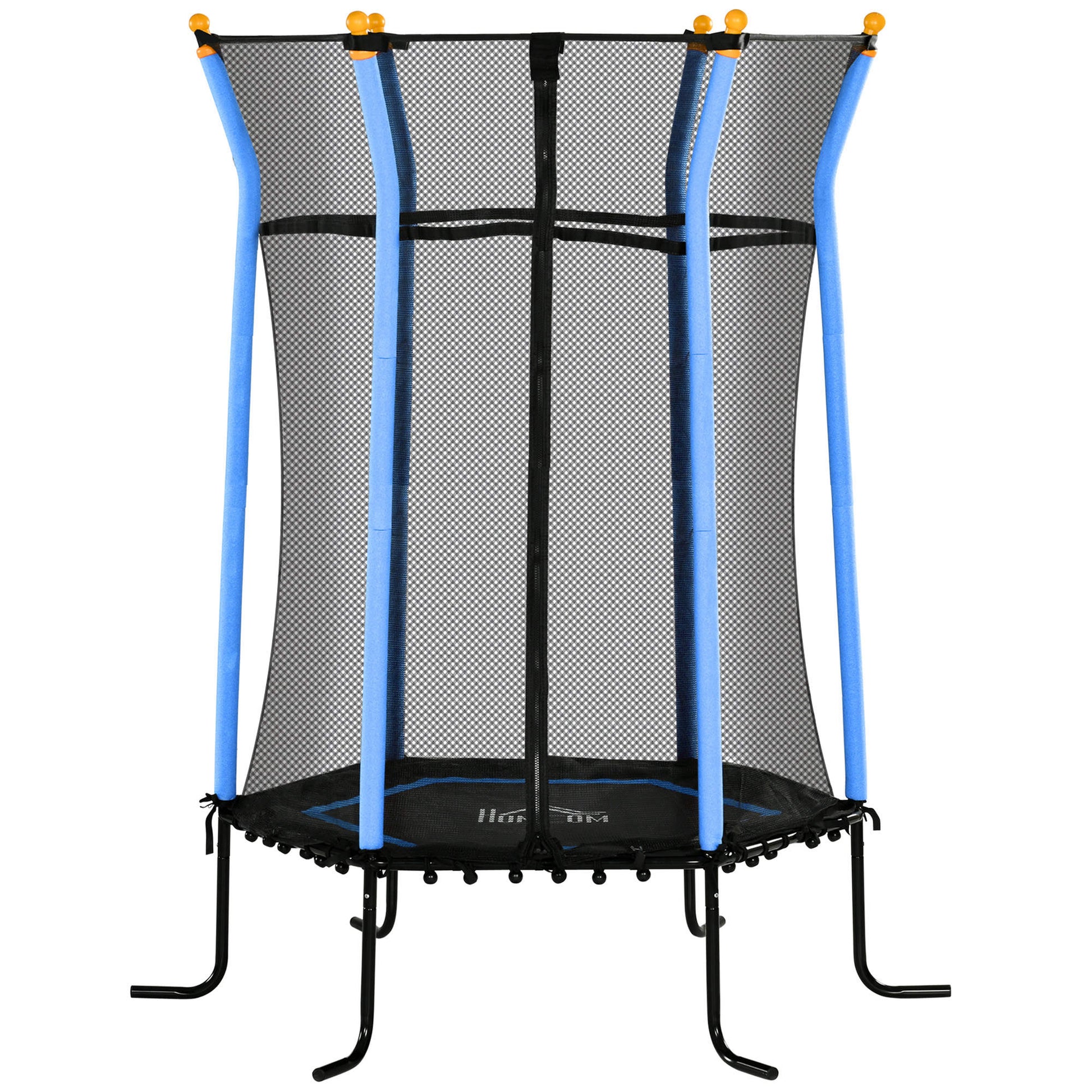 Homcom Cama Elástica Infantil De Jardín 122x111x190 Cm Carga 50 Kg Negro Y Azul_0