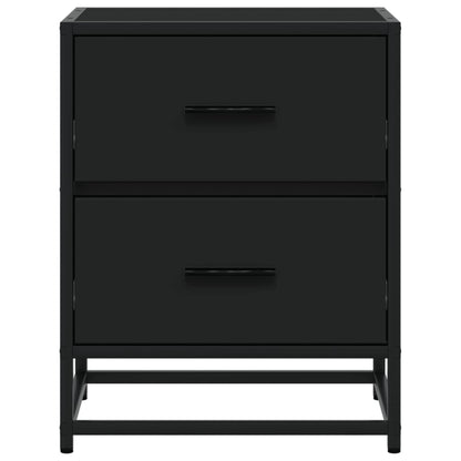 Mesita De Noche Madera Ingeniería Negro 40x31x50 Cm_3