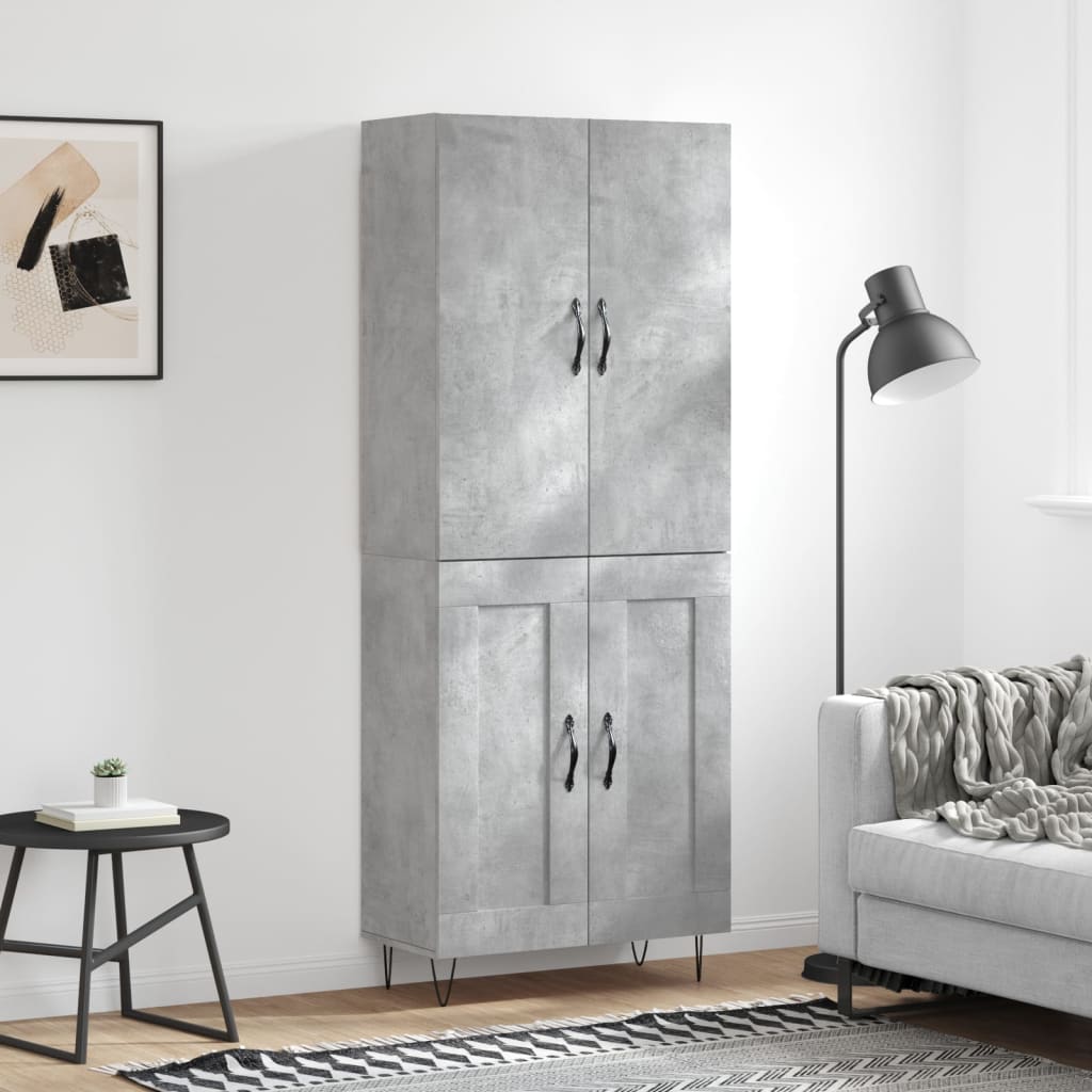 Aparador Alto Madera Contrachapada Gris Hormigón 69,5x34x180 Cm_0
