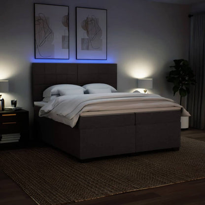Cama Box Spring Con Colchón Tela Marrón Oscuro 200x200 Cm / Vetonek_1