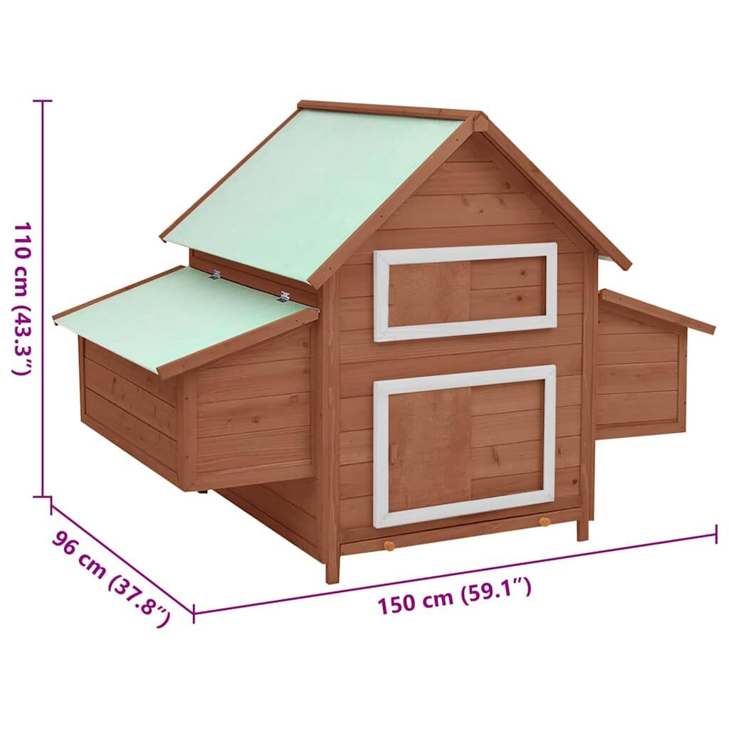 Vidaxl Gallinero Madera Maciza De Abeto Moca Y Blanco 150x96x110 Cm_2
