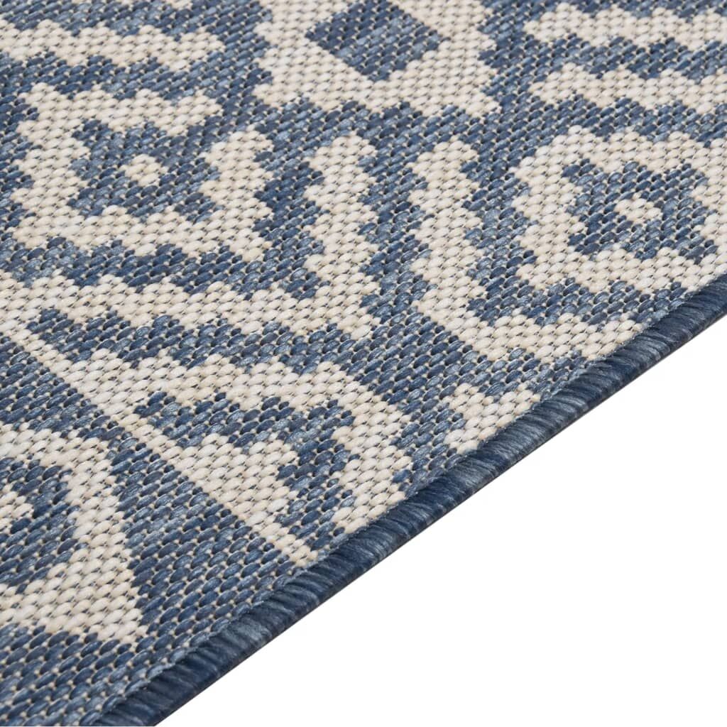 Vidaxl Alfombra De Exterior De Tejido Plano Rayas Azules 80x150 Cm_3