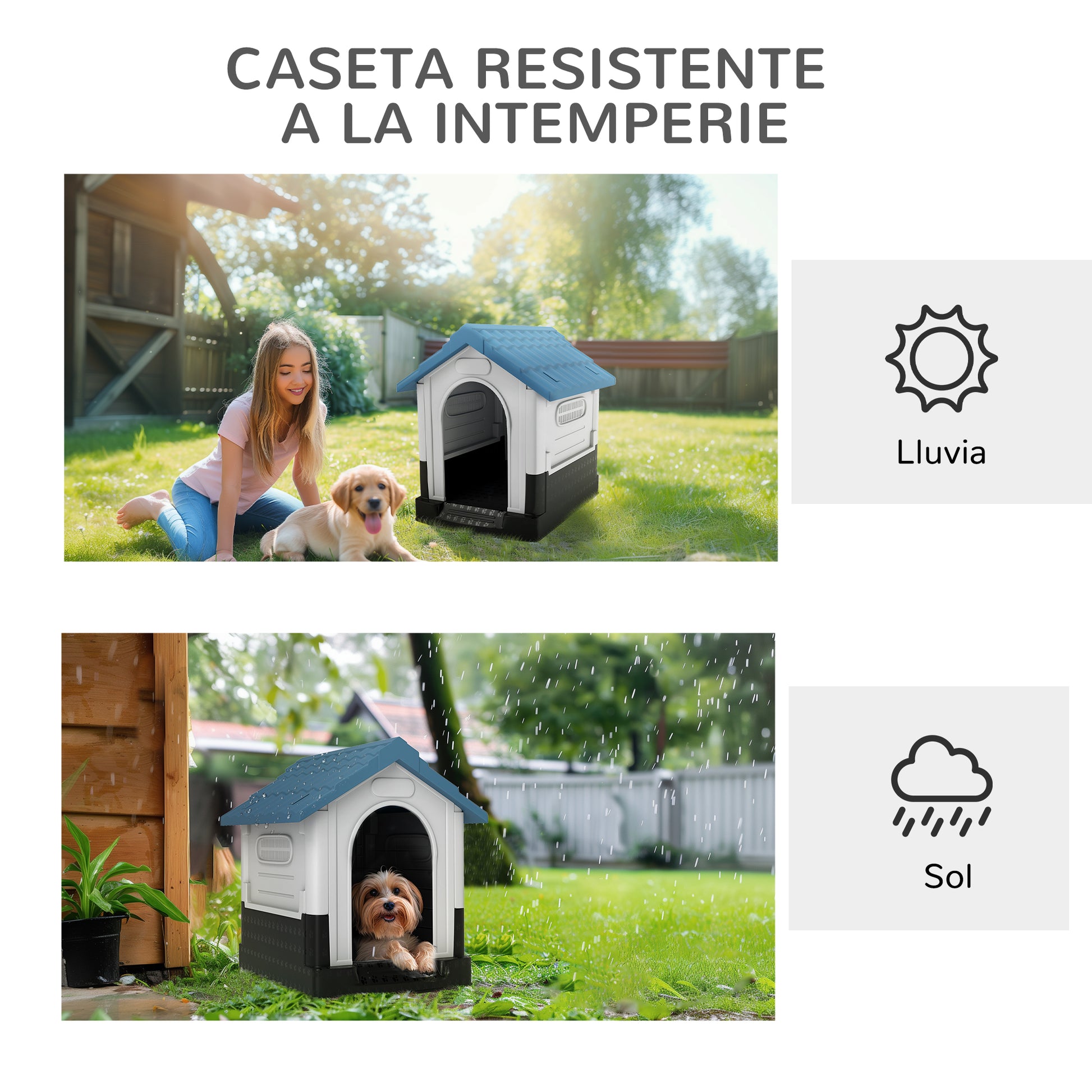 Pawhut Caseta Para Perros Mini Para Exterior Con 3 Ventanas 64,5x57x66 Cm Azul_5