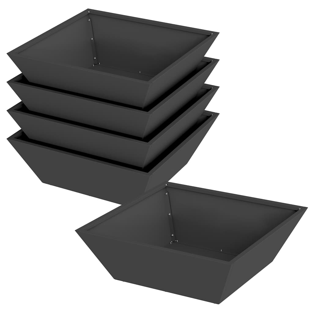 Macetero De Jardín 5 Uds. Negro 50 X 50 X 15 Cm_0