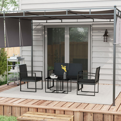 Muebles De Jardín Outsunny Acero, Pp Negro 102x58x77 Cm_1
