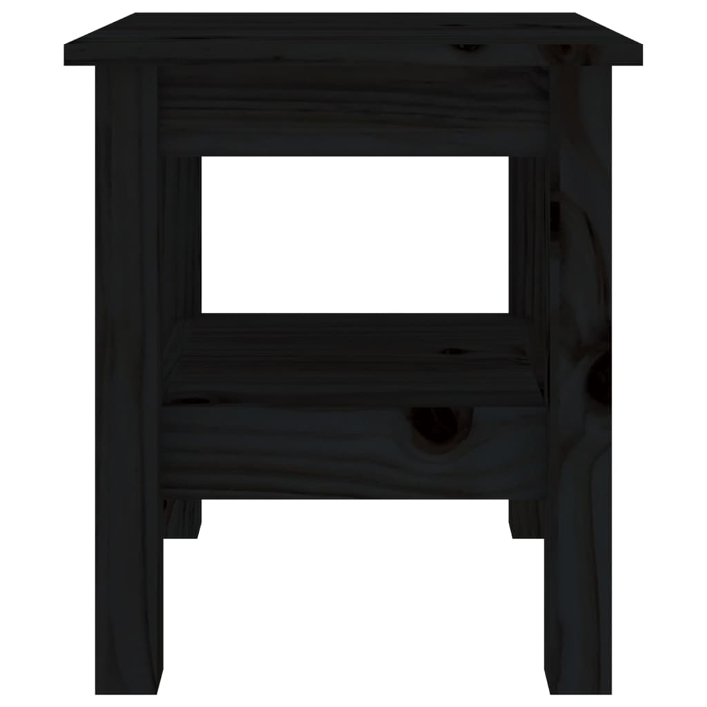 Mesa De Centro De Madera Maciza De Pino Negro 35x35x40 Cm_1