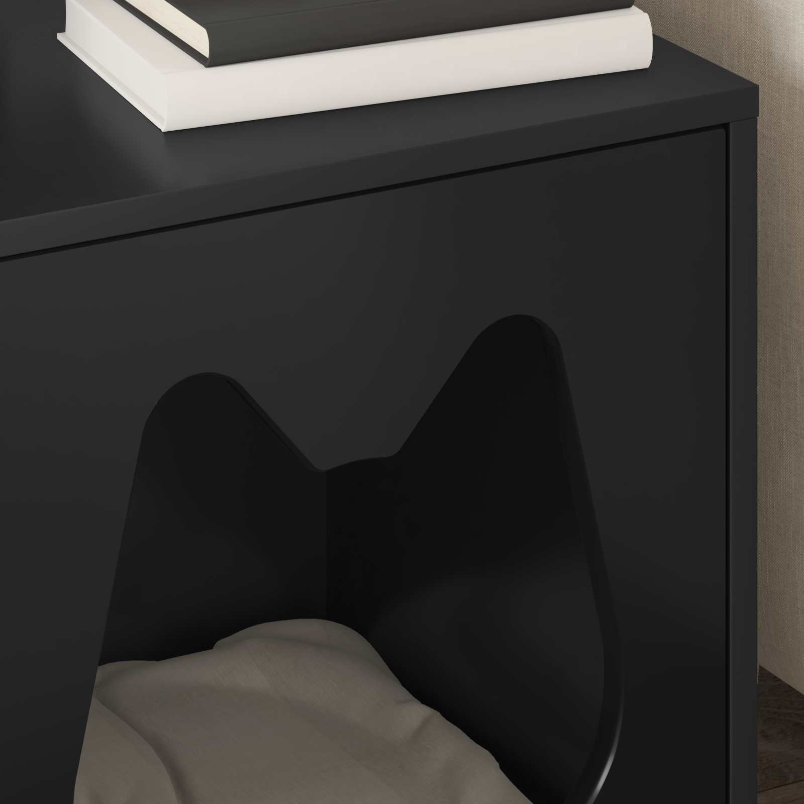 Casa Para Gatos Negro 42,5 X 40 X 53,5 Cm Madera De Ingeniería_3