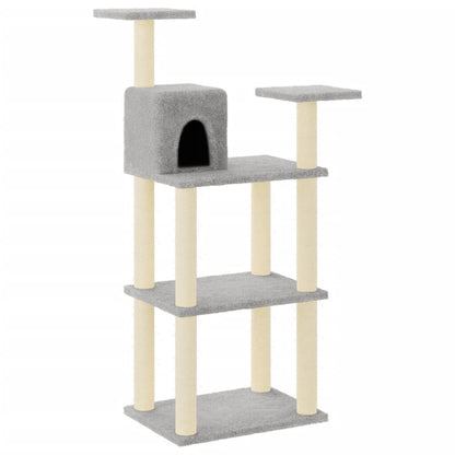 Vidaxl Rascador Para Gatos Con Postes De Sisal Gris Claro 118,5 Cm_0