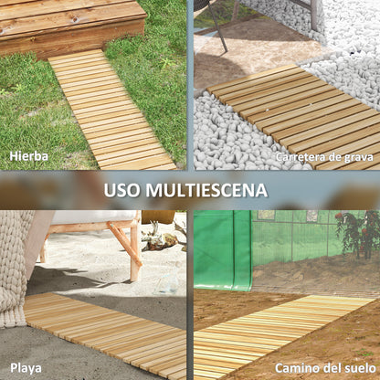 Outsunny Camino De Jardín De Madera 120x38 Cm Pasarela Enrollable Para Exterior_3