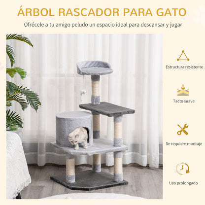 Pawhut Árbol Para Gatos Rascador Grande Con Plataformas Casetas Ratón De Juego_3