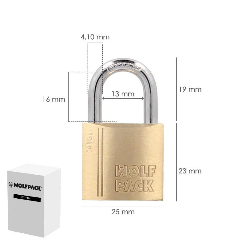 Candado Laton Arco Normal 25 Mm. Serie Target. Arco Endurecido. Candado Maletas, Candado Taquillas, Candado Puertas
