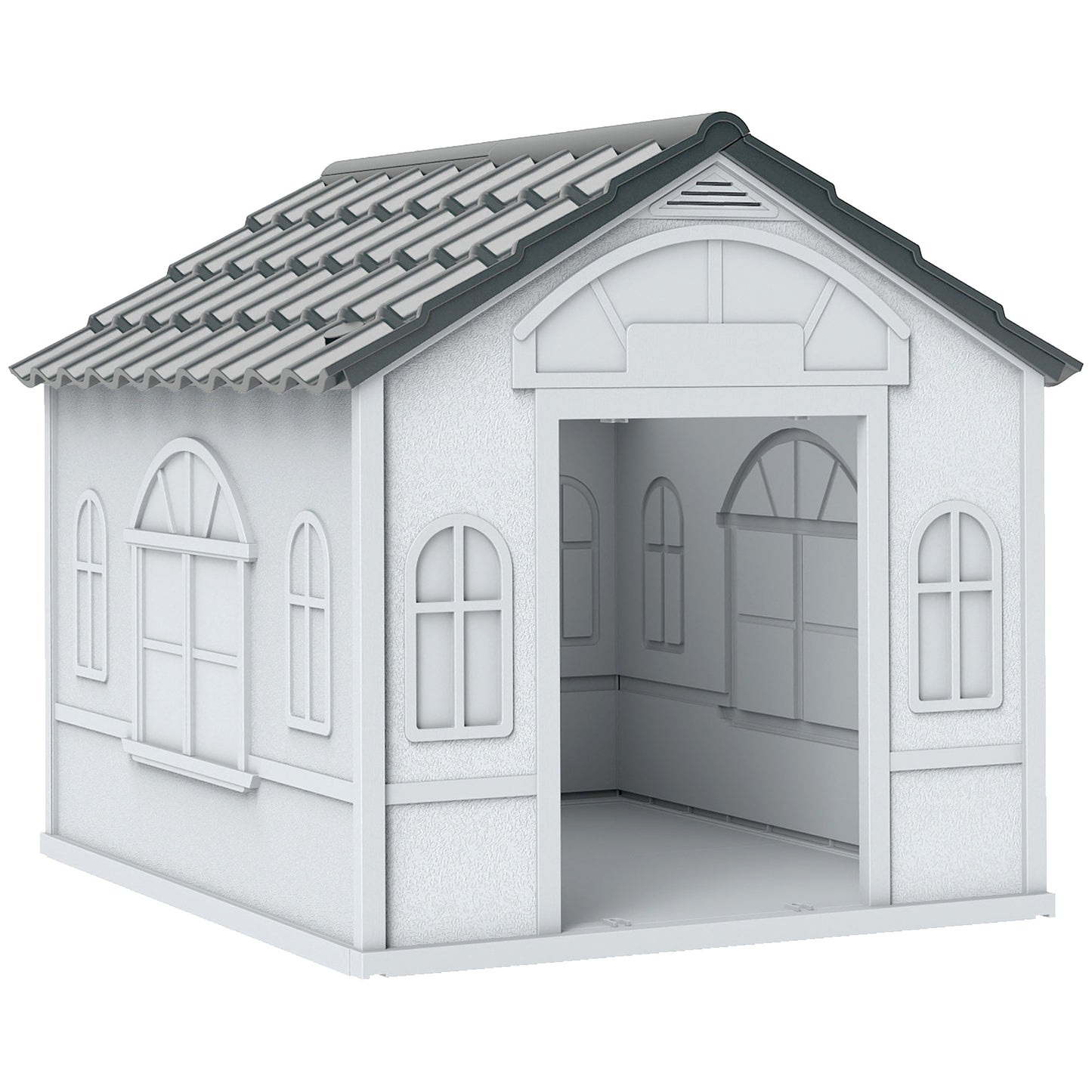 Pawhut Caseta Para Perros 65x75,7x63 Cm Con Patrón De Ventana Gris Y Blanco_0
