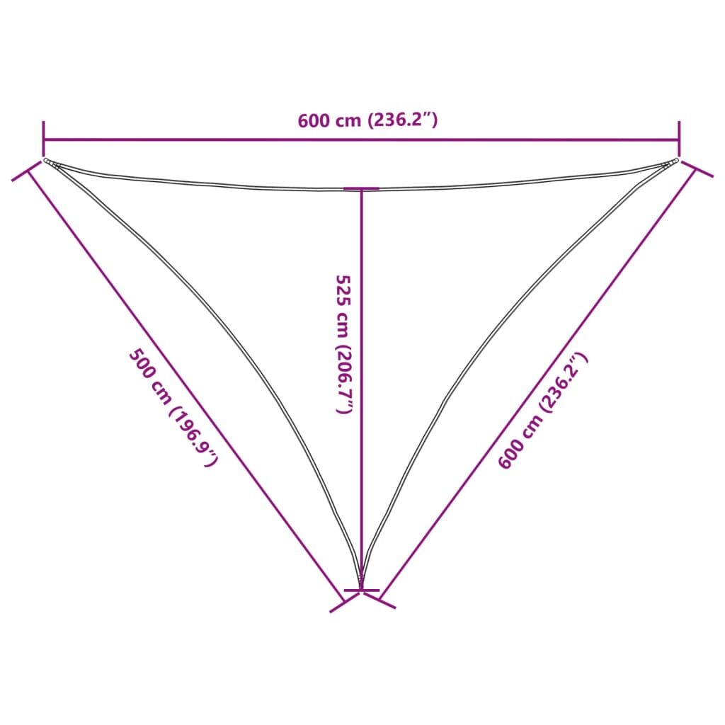 Vidaxl Toldo De Vela Triangular Tela Oxford Marrón 5x6x6 M_2