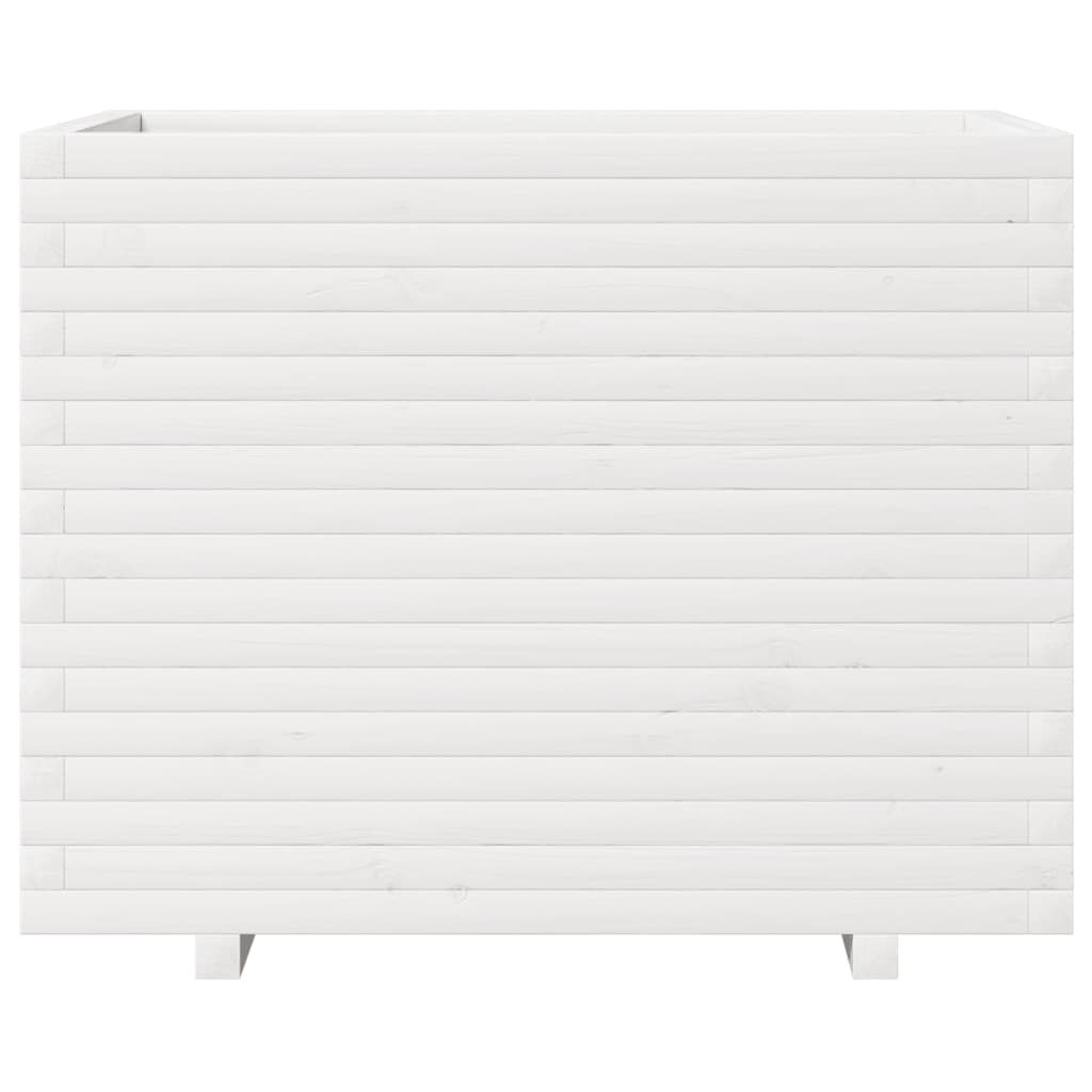 Jardinera De Madera Maciza De Pino Blanca 90x60x72 Cm_4
