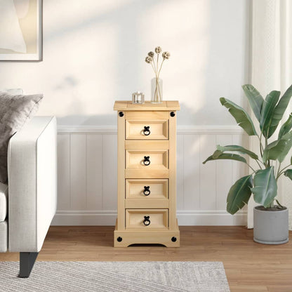 Mesita De Noche Corona Madera Maciza De Pino 35x32,5x74 Cm_1