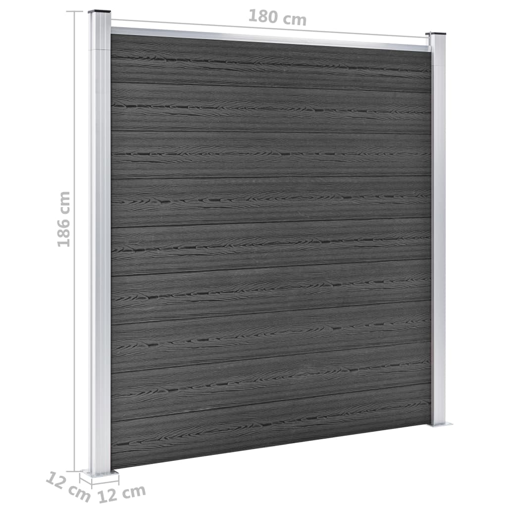 Juego De Paneles De Valla Wpc Negro 699x186 Cm / Vetonek_5