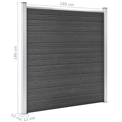 Juego De Paneles De Valla Wpc Negro 699x186 Cm / Vetonek_5