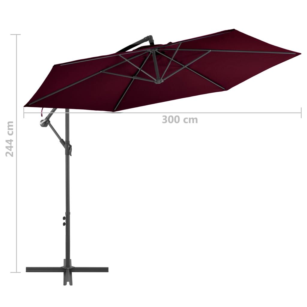 Vidaxl Sombrilla Jardín Voladiza Con Palo De Aluminio Burdeos 300 Cm_2