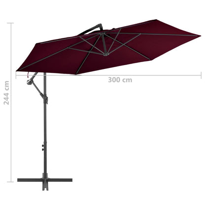 Vidaxl Sombrilla Jardín Voladiza Con Palo De Aluminio Burdeos 300 Cm_2