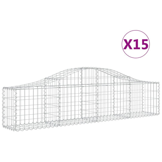 Cestas De Gaviones 15 Uds Forma De Arco Hierro 200x30x40/60 Cm_0