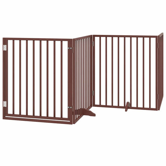 Vidaxl Puerta De Perros Plegable 8 Paneles Madera Álamo Marrón 640 Cm_0