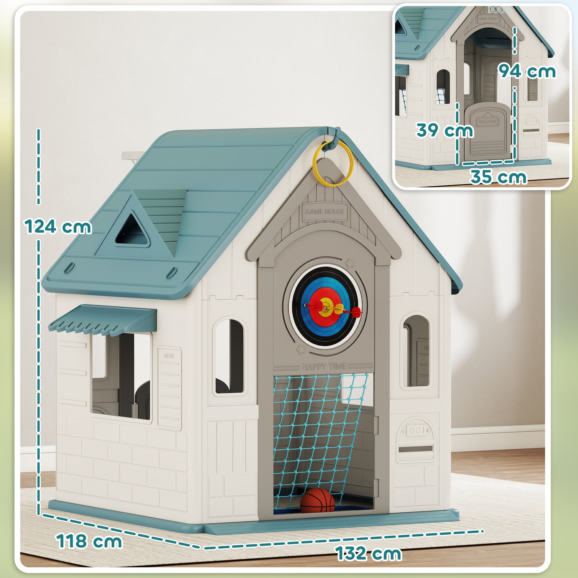 Aiyaplay Casita Infantil Exterior E Interior 5 En 1 Beige_2