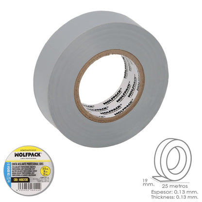 Cinta Aislante Profesional Gris Espesor 0.13 Mm. Ancho 19 Mm. Rollo 25 Metros Cinta Electricista, Cinta Aislante Cables_1
