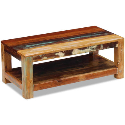 Mesa De Centro Madera Maciza Reciclada 90x45x35 Cm._1