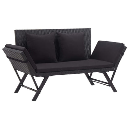 Vidaxl Banco De Jardín Con Cojines Ratán Sintético Negro 176 Cm_0