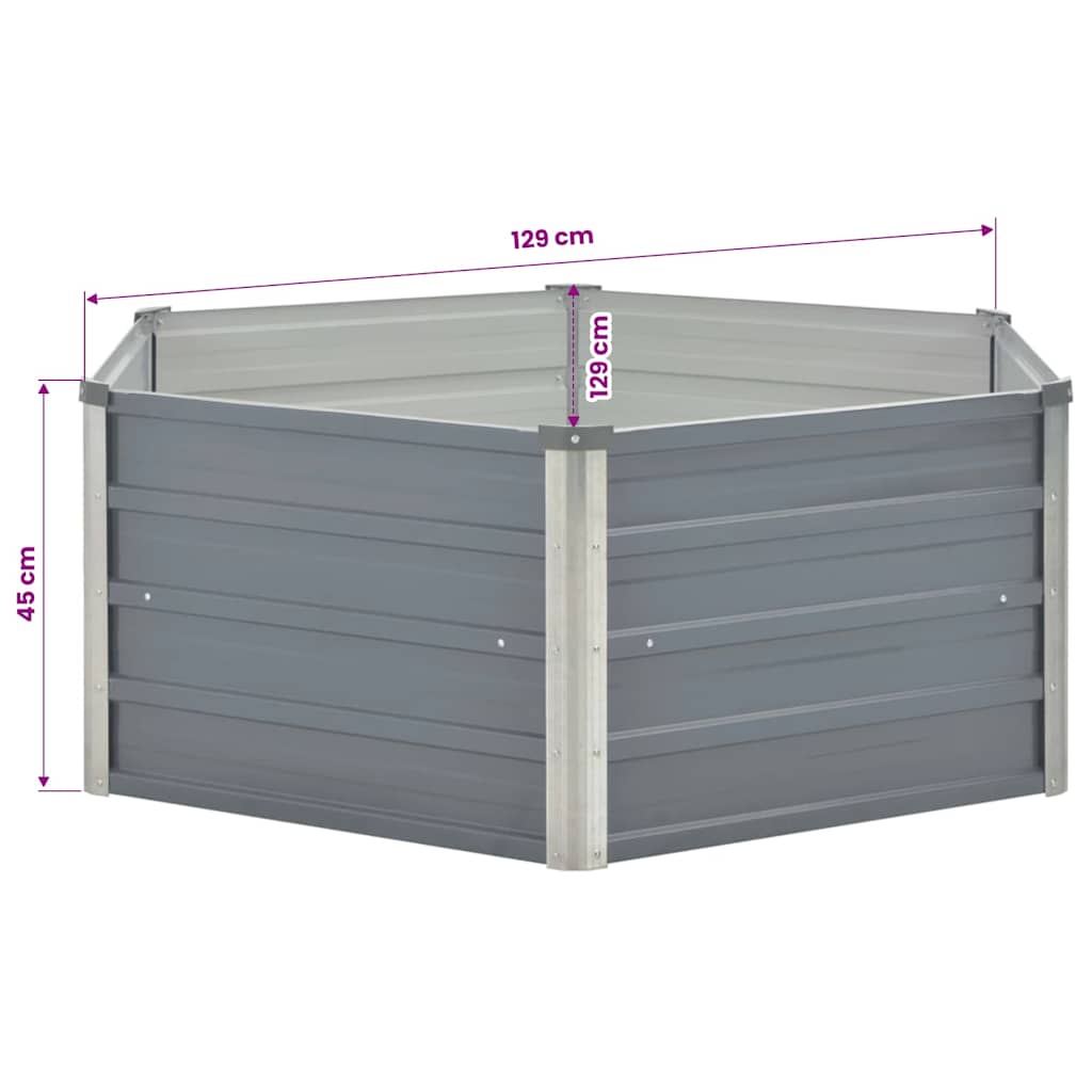 Jardinera Elevada 129x129x45 Cm Acero Galvanizado Gris_5
