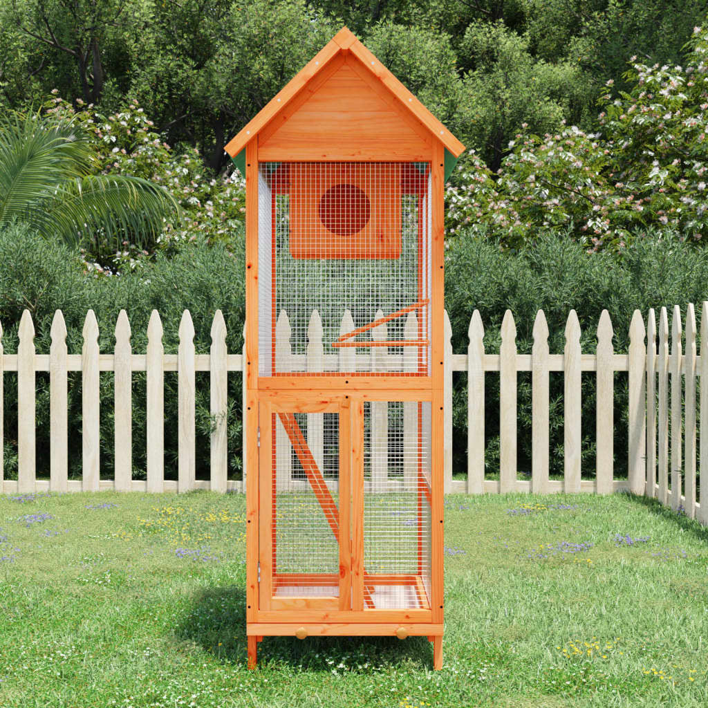 Vidaxl Casita Para Pájaros Madera Maciza Pino Marrón 60x58,5x160 Cm_1